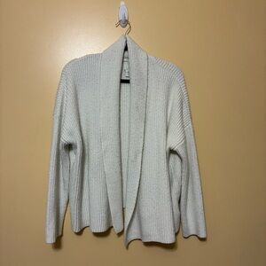 Anthropologie Joie Drop Shoulder Ribbed Shawl Collar Open Cardigan Women L White